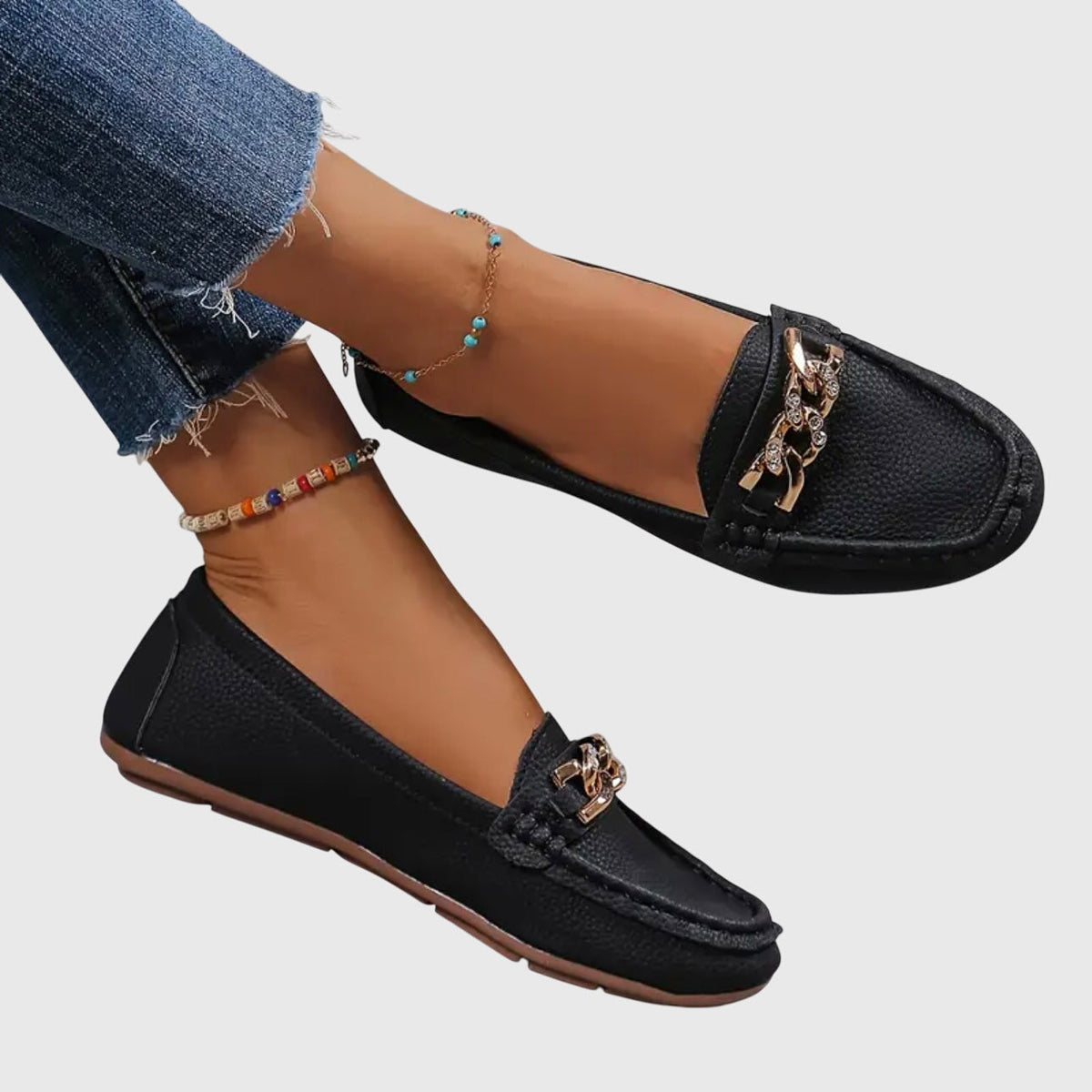 Eden - Flat Diamond Buckle Loafers