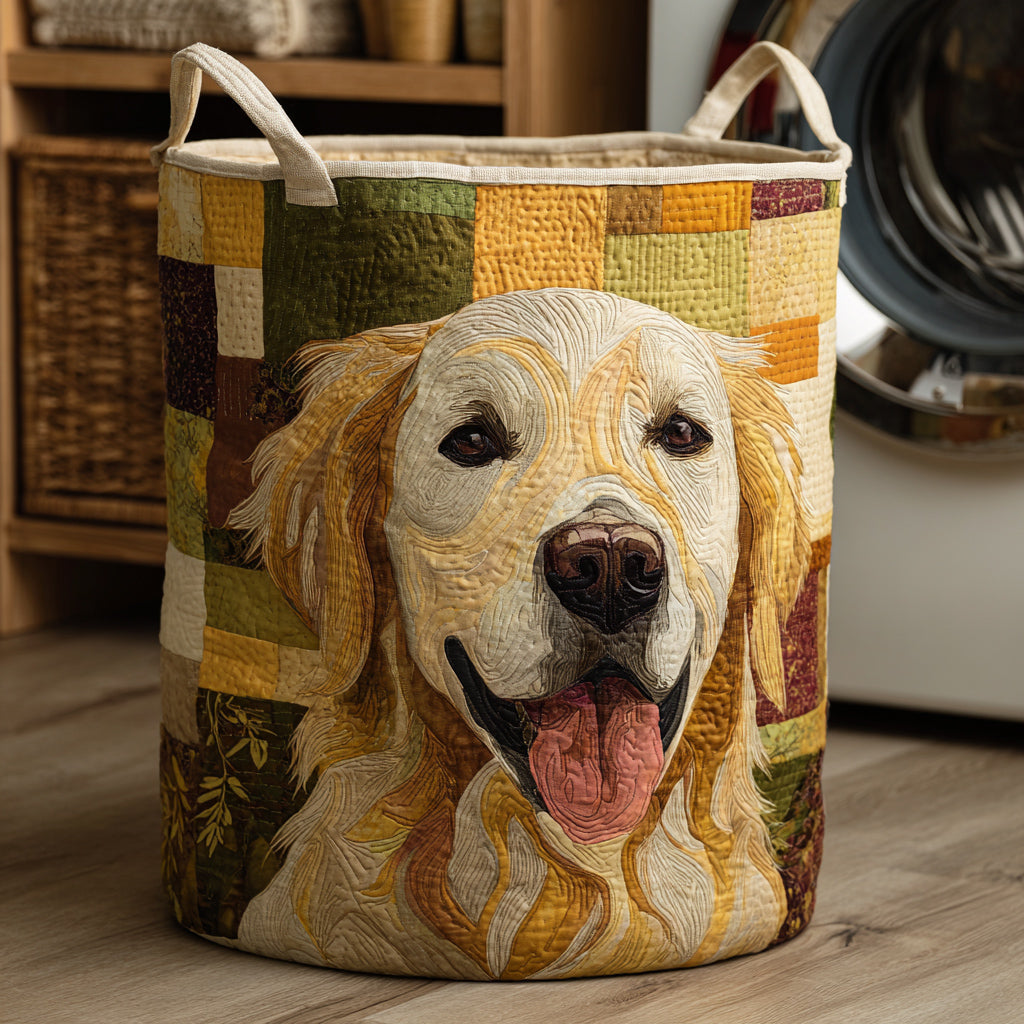 Happy Golden Retriever Laundry Basket - 2